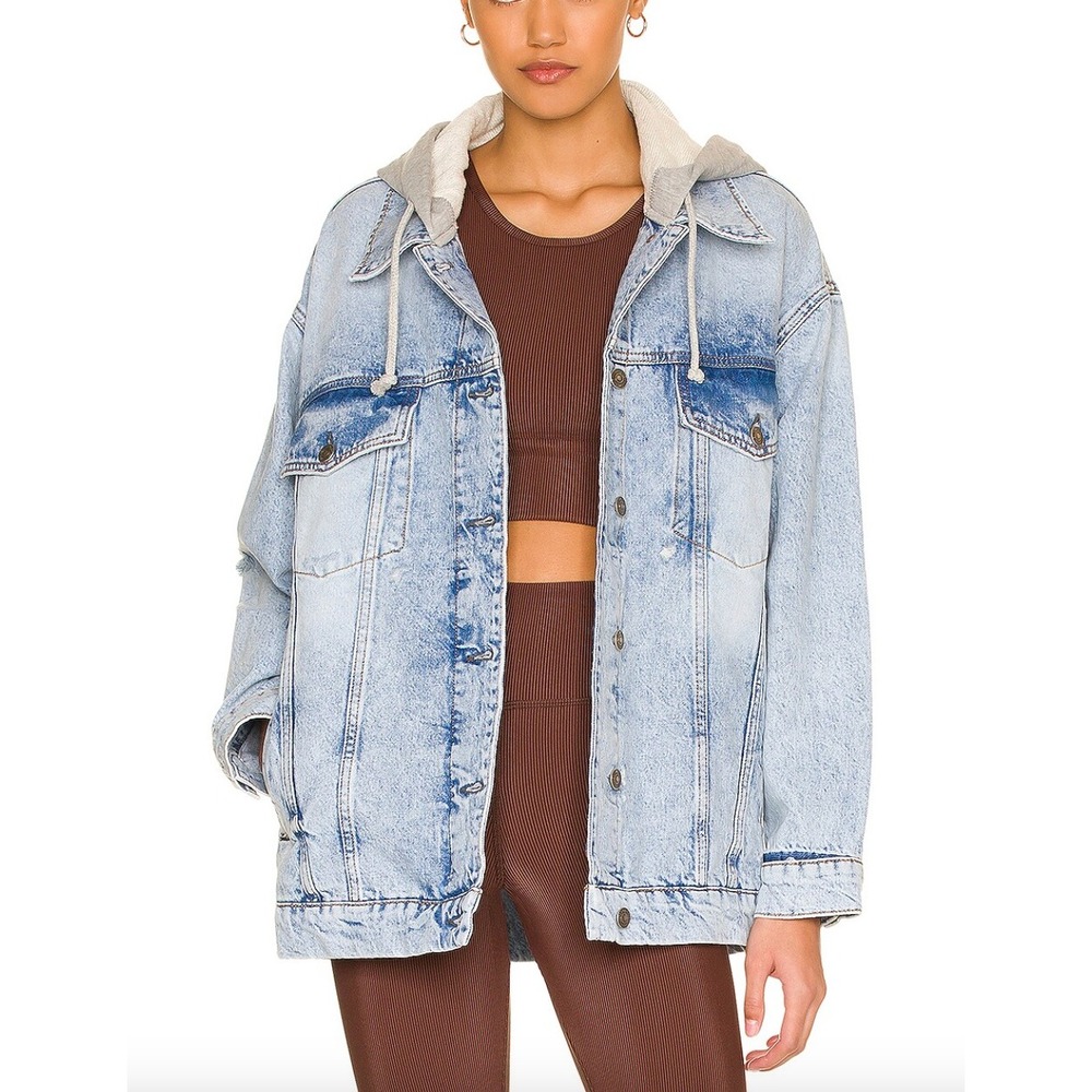 WE THE FREE x FREE PEOPLE Flawless Hooded Denim Jacket in At It Again